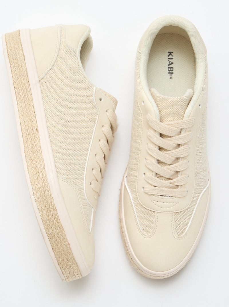 Sneakers van verschillende materialen en espadrillezool Geel - Kiabi