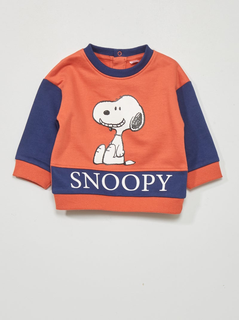 Snoopy-sweater met ronde hals ORANJE - Kiabi