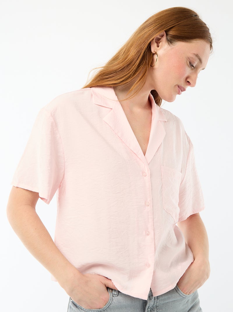 Soepe blouse met korte mouwen Rose - Kiabi