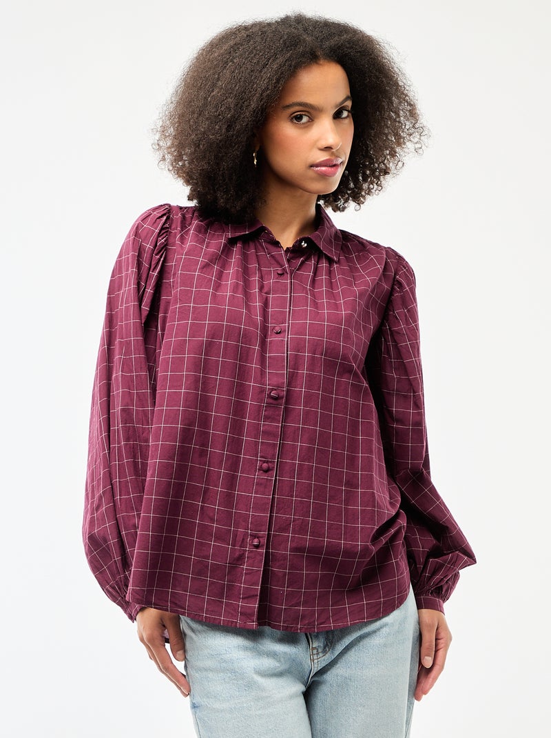 Soepe blouse met ruitprint Rood - Kiabi