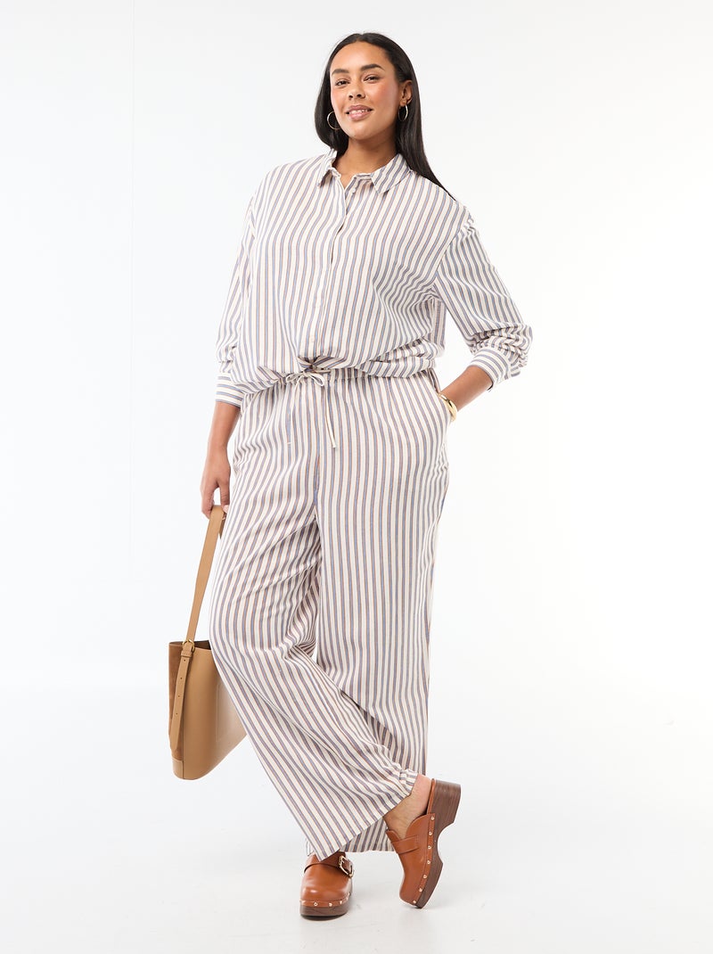 Soepele blouse met lange mouwen Biege - Kiabi