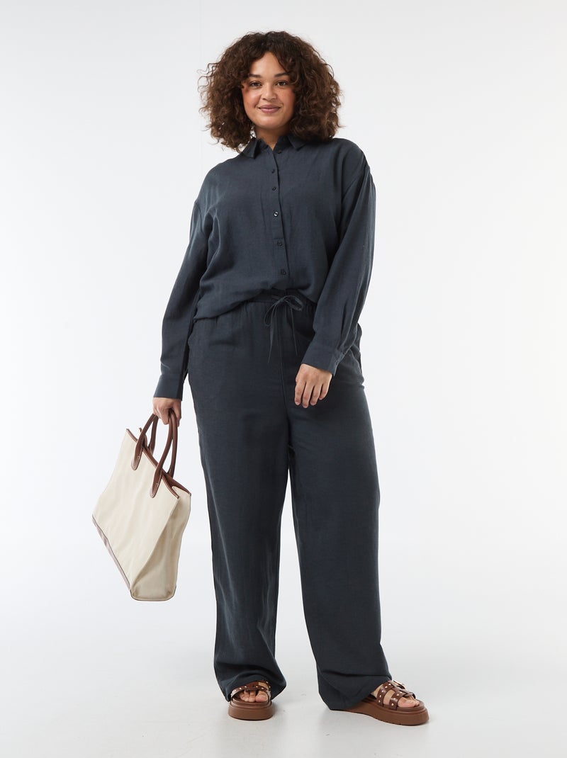 Soepele blouse met lange mouwen Blauw - Kiabi