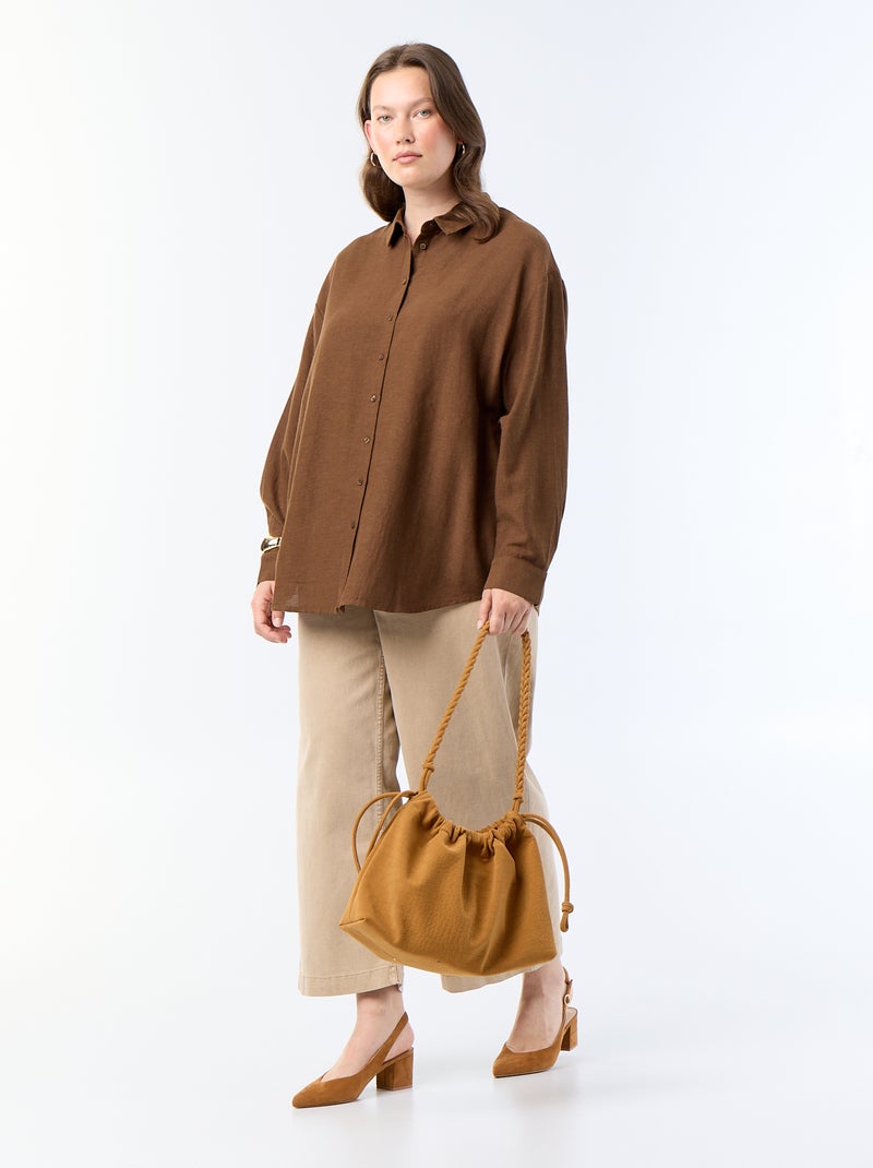 Soepele blouse met lange mouwen Bruin - Kiabi