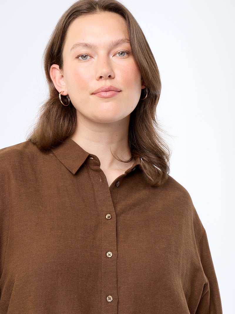 Soepele blouse met lange mouwen Bruin - Kiabi