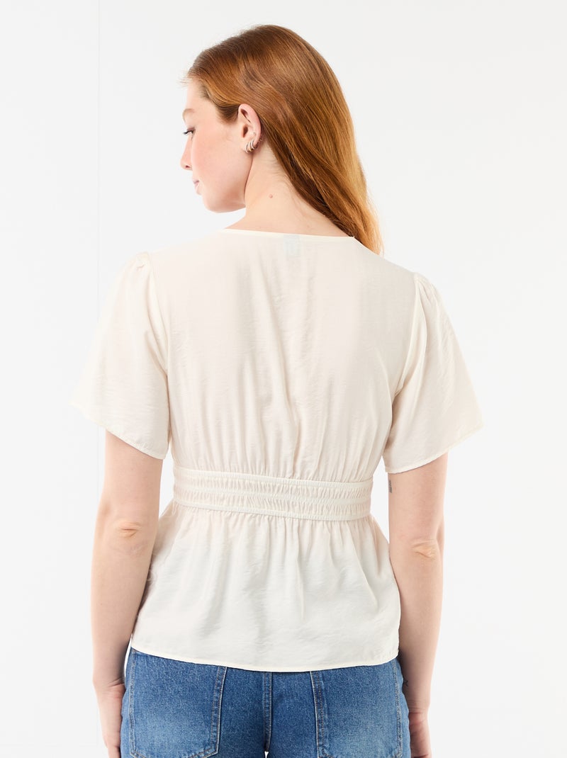 Soepele blouse met uitlopend model Wit - Kiabi