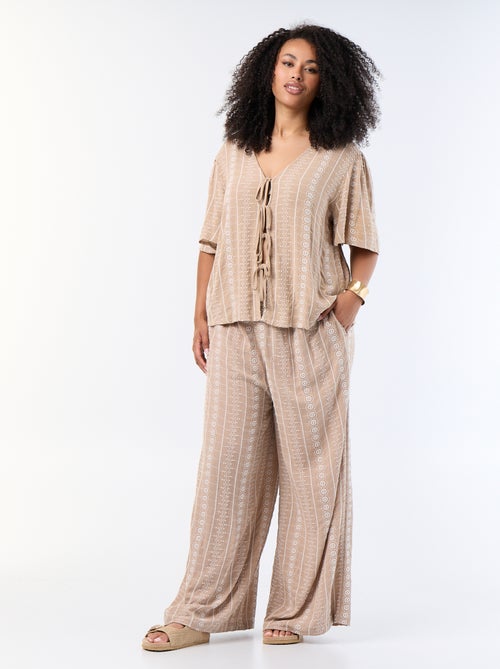 Soepele broek met borduursels - Kiabi
