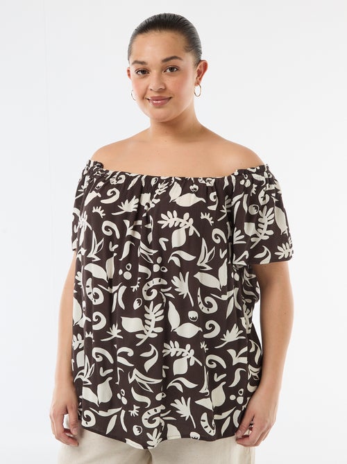 Soepele crêpe blouse met korte mouwen - Kiabi