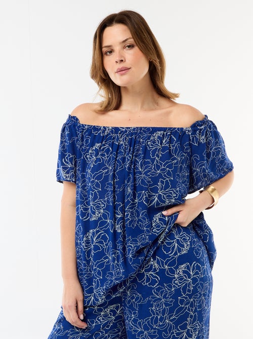 Soepele crêpe blouse met korte mouwen - Kiabi