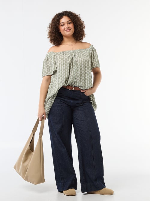 Soepele crêpe blouse met korte mouwen - Kiabi