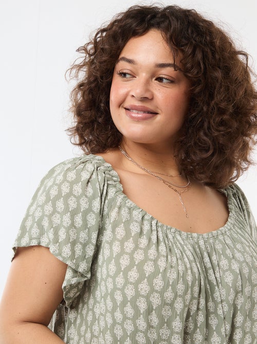 Soepele crêpe blouse met korte mouwen - Kiabi