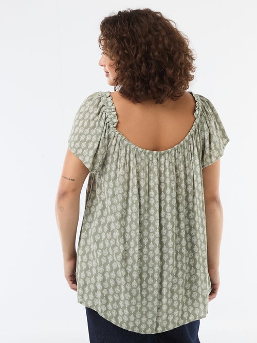 Soepele crêpe blouse met korte mouwen - Kiabi