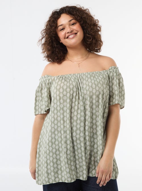 Soepele crêpe blouse met korte mouwen - Kiabi