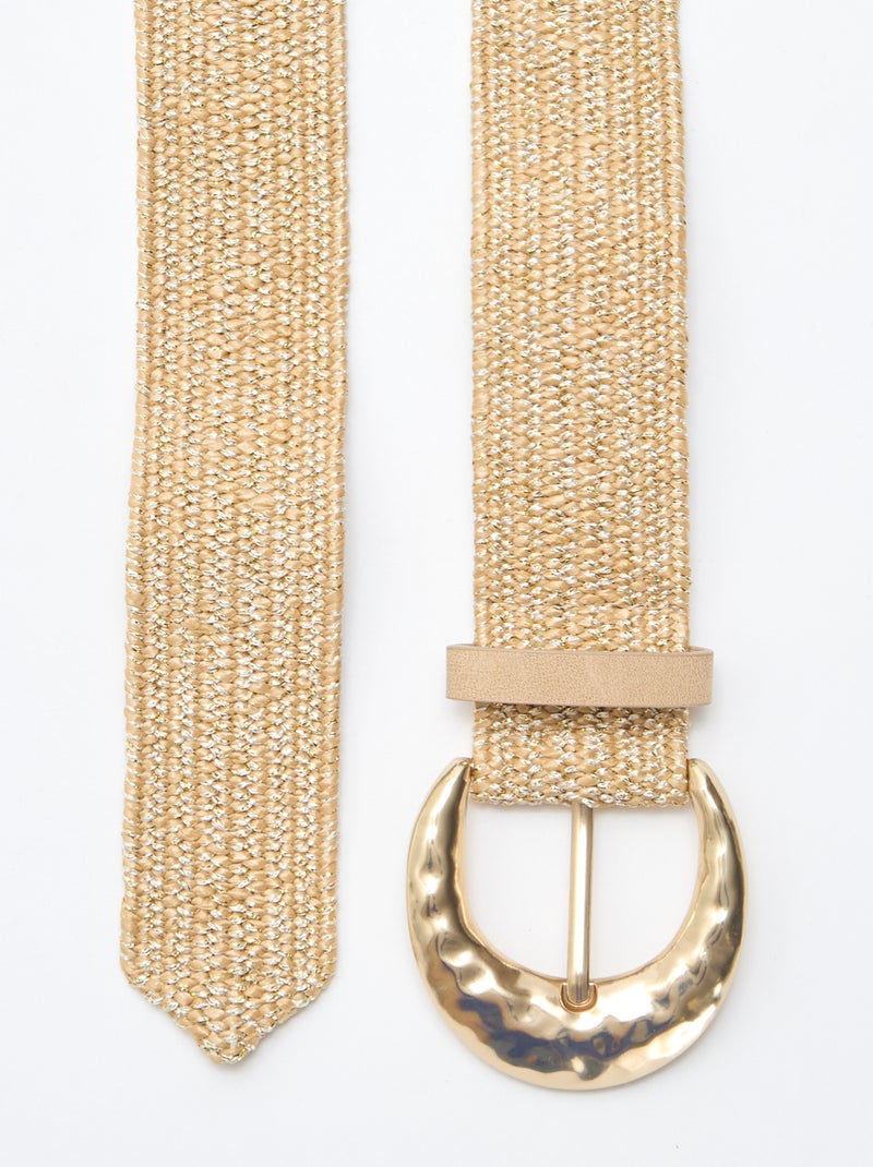 Soepele elastische riem met stro-look Biege - Kiabi