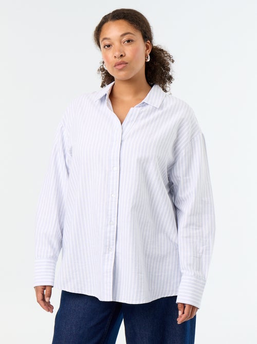 Soepele oxford blouse met strepen - Kiabi