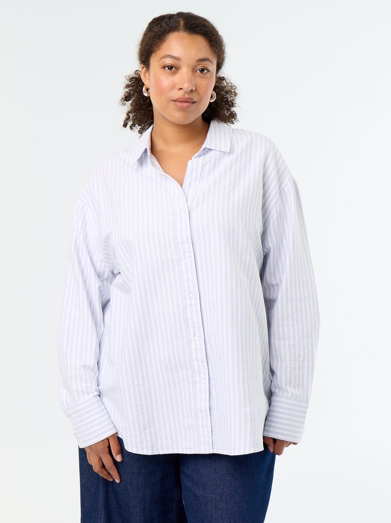 Soepele oxford blouse met strepen Blauw - Kiabi