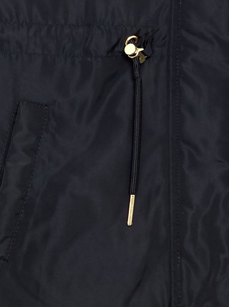 Soepele parka met capuchon en imitatiebont Zwart - Kiabi