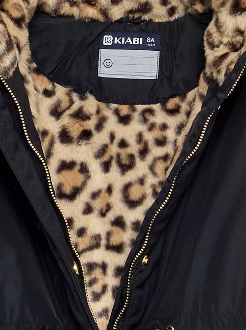 Soepele parka met capuchon en imitatiebont - Kiabi