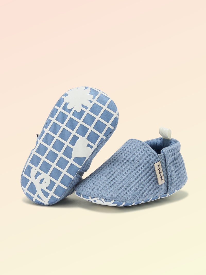 Soepele slofjes met elastiek motoriek 1 - Kitchoun Blauw - Kiabi