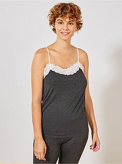 Lingerie maat S-XXL - Soepele top met kanten versiering - Kiabi