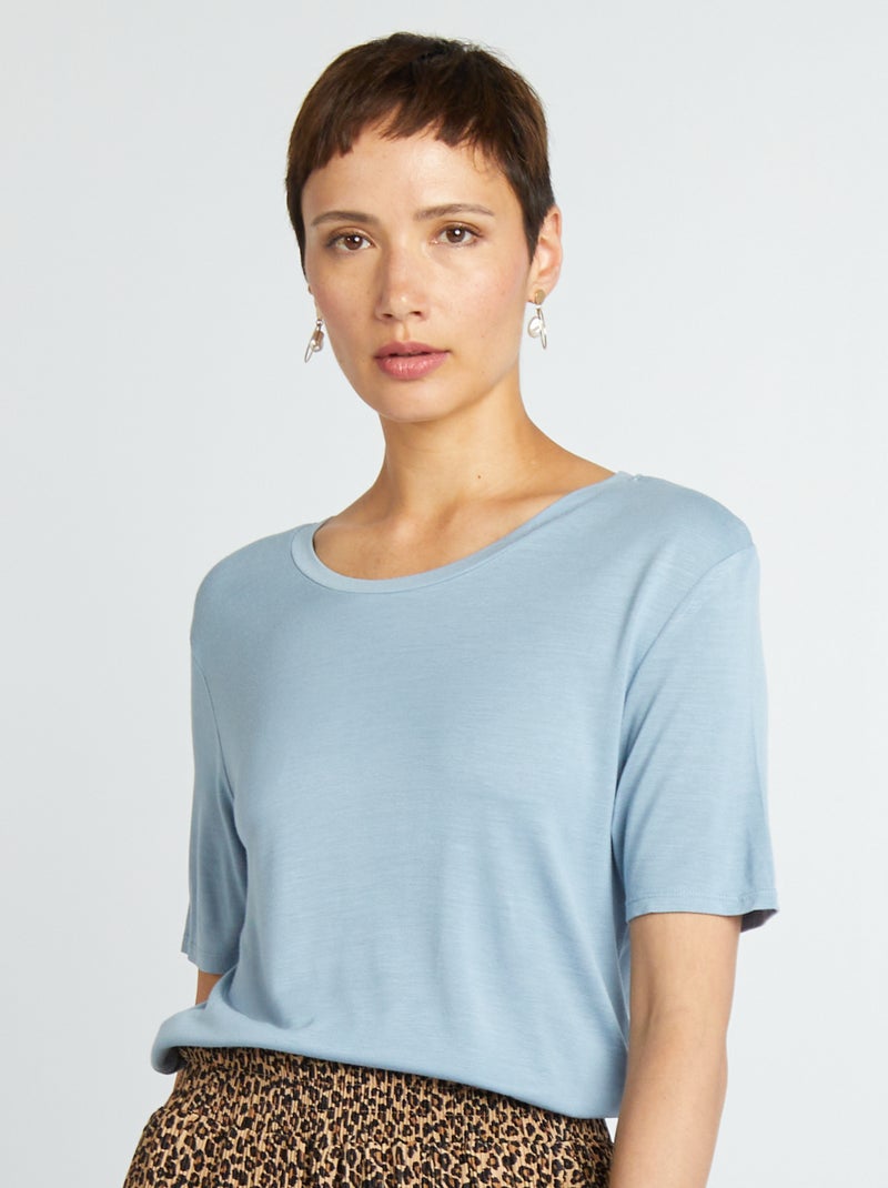 Soepelvallend, basic T-shirt BLAUW - Kiabi