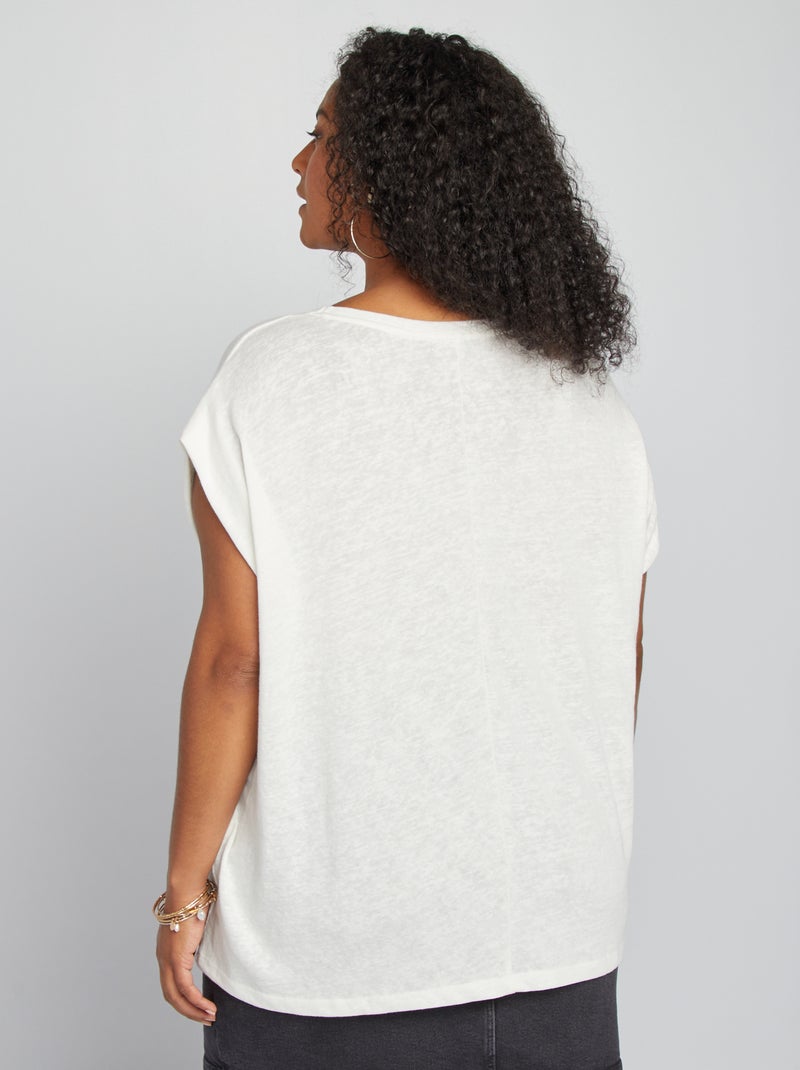 Soepelvallend, dun T-shirt met sieraden WIT - Kiabi