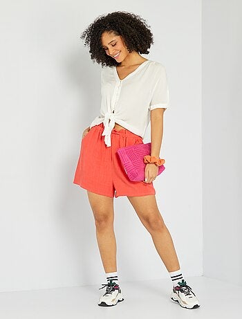 Soepelvallend, licht short met hoge taille - Kiabi