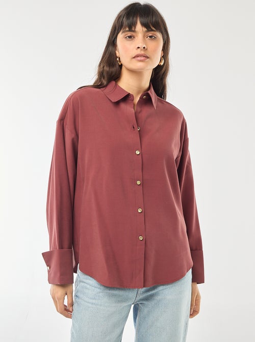 Soepelvallend overhemd met lange mouwen - Kiabi