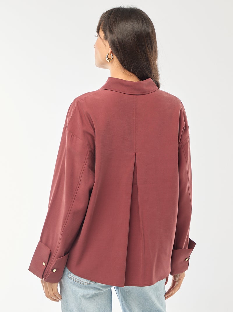 Soepelvallend overhemd met lange mouwen Rood - Kiabi
