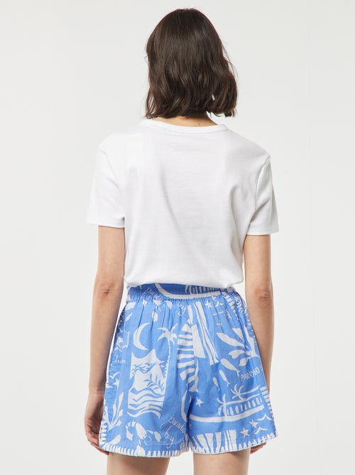 Soepelvallend short van katoenvoile met all-over motiefje - Kiabi