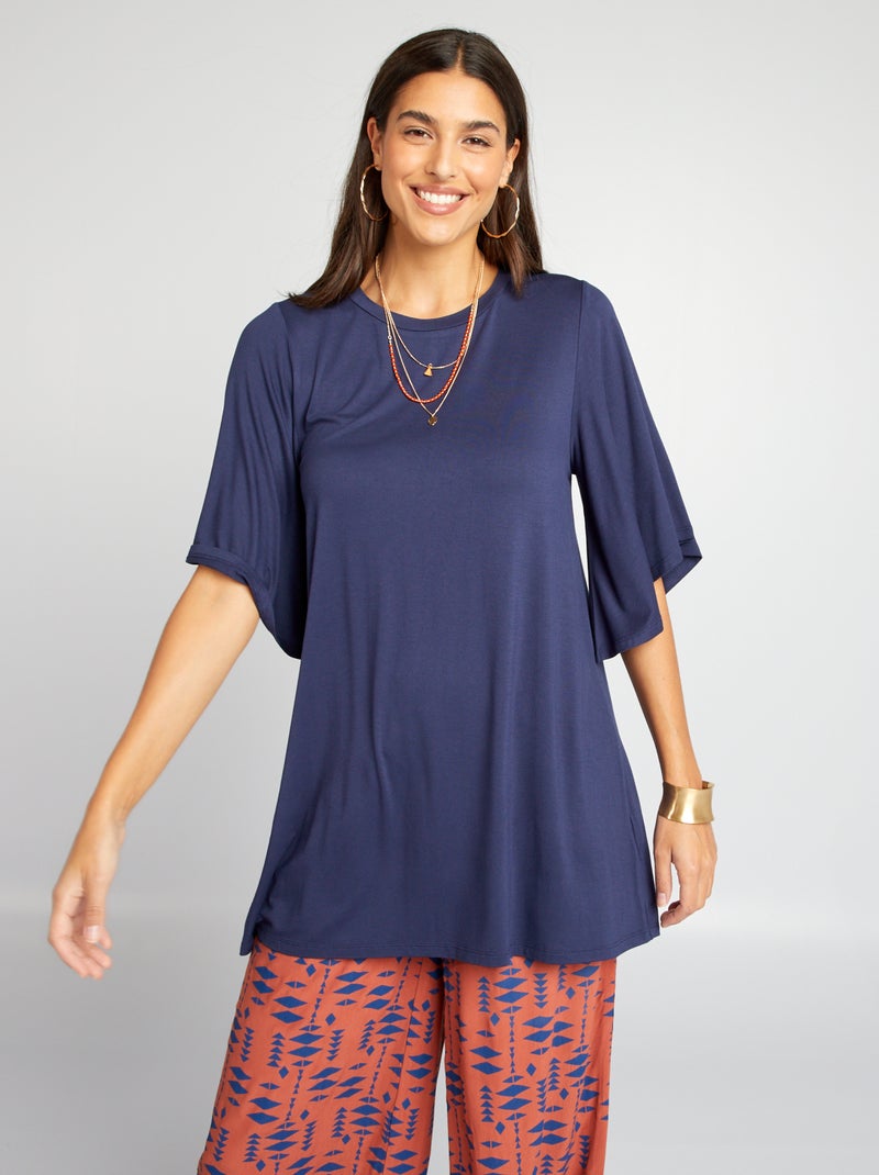 Soepelvallend T-shirt met vleermuismouwen BLAUW - Kiabi