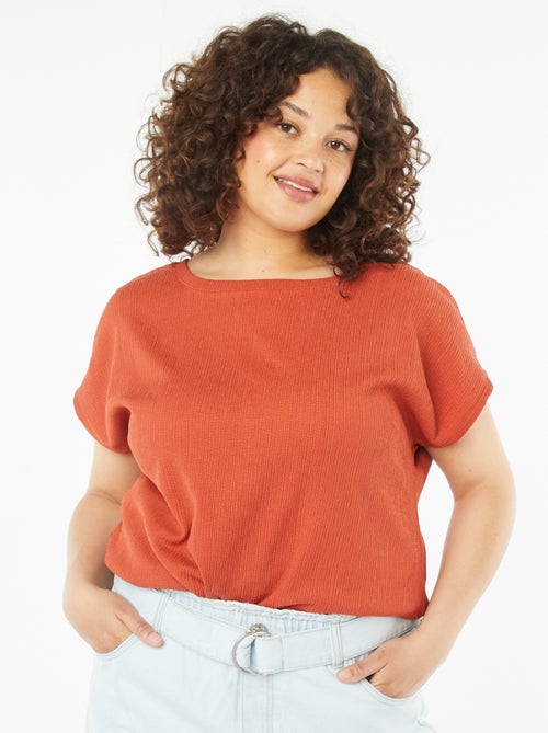 Soepelvallend T-shirt met wafeltextuur - Kiabi