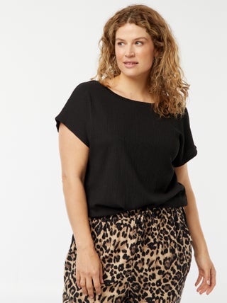 Soepelvallend T-shirt met wafeltextuur