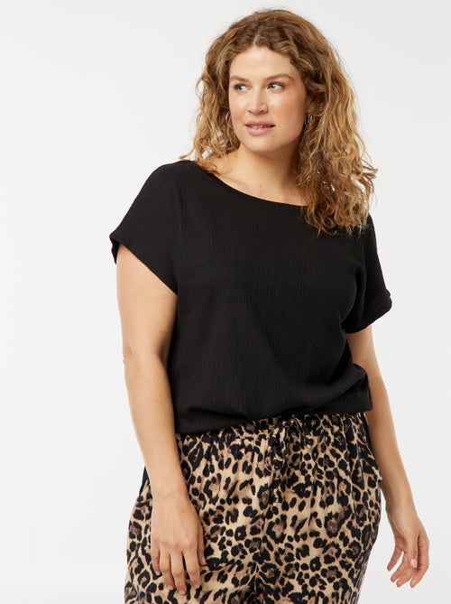 Soepelvallend T-shirt met wafeltextuur - Kiabi