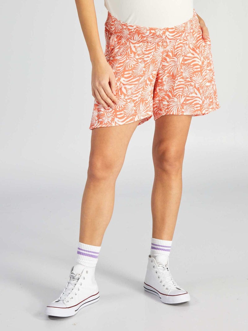 Soepelvallend zwangerschapsshort ORANJE - Kiabi