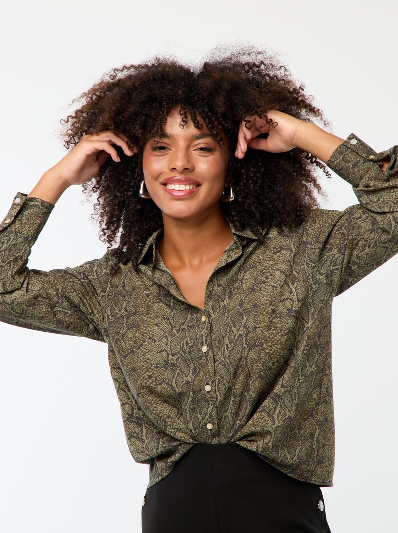 Soepelvallende blouse Groen - Kiabi