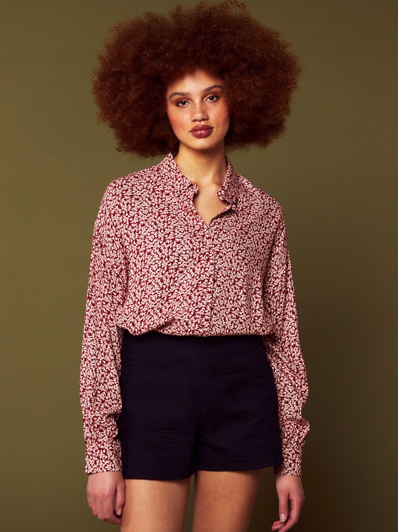 Soepelvallende blouse met bloemenprint ROOD - Kiabi
