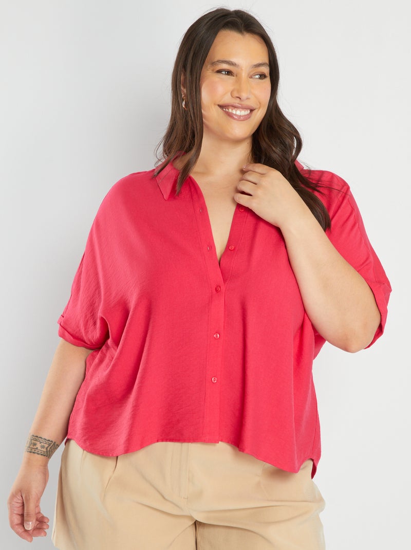 Soepelvallende blouse met Italiaanse kraag ROSE - Kiabi
