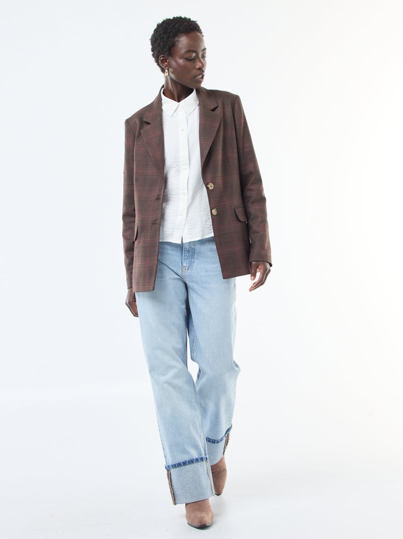 Soepelvallende blouse met knooppatjes Wit - Kiabi