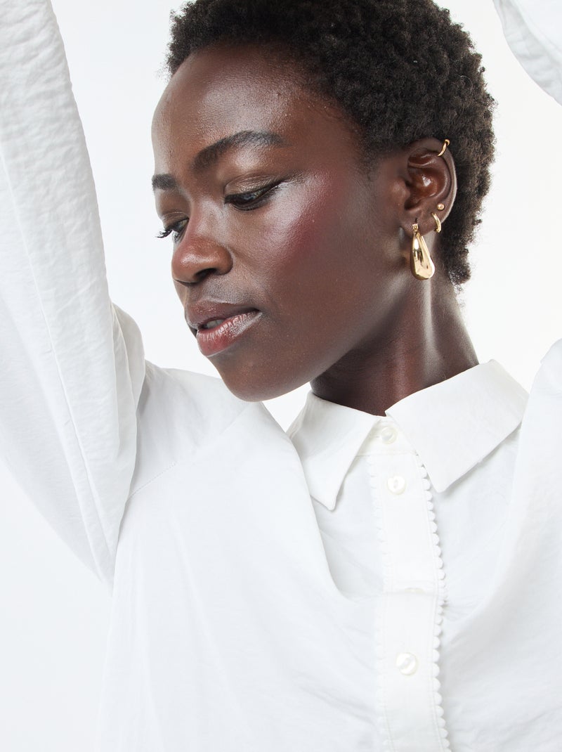 Soepelvallende blouse met knooppatjes Wit - Kiabi