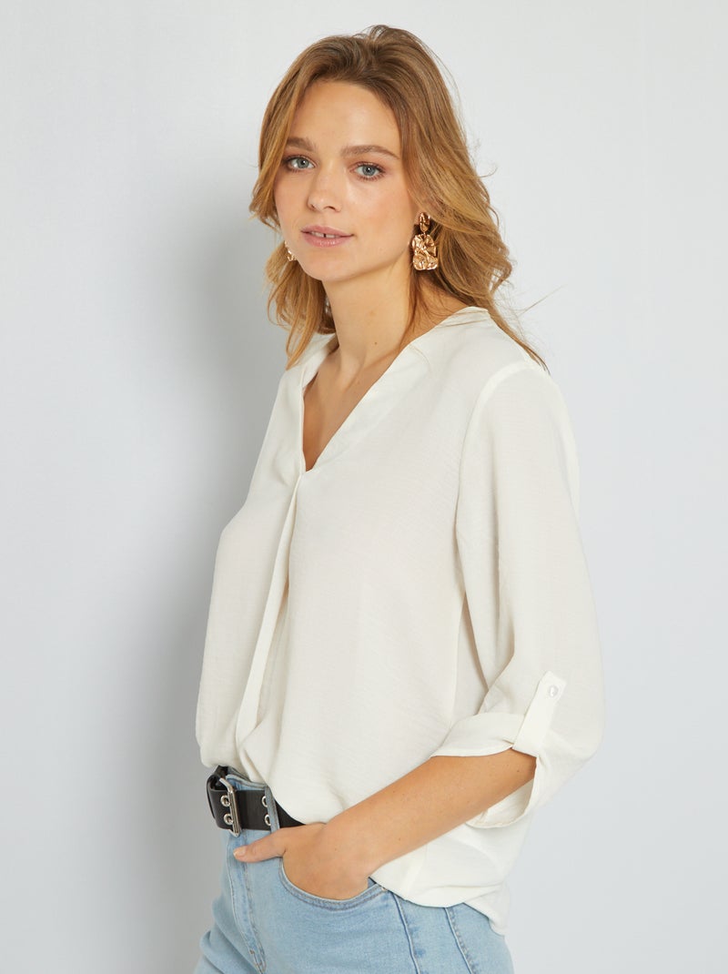 Soepelvallende blouse met lange mouw 'JDY' wit - Kiabi