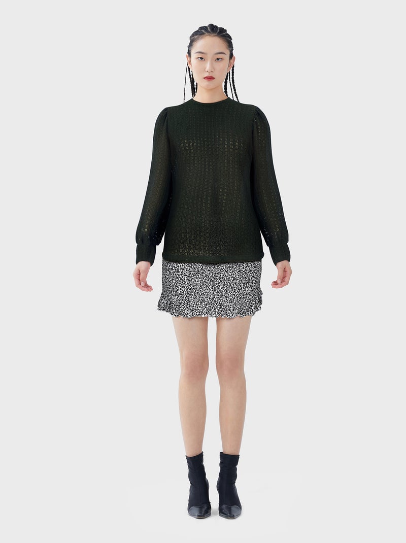 Soepelvallende blouse met pofmouwen ZWART - Kiabi