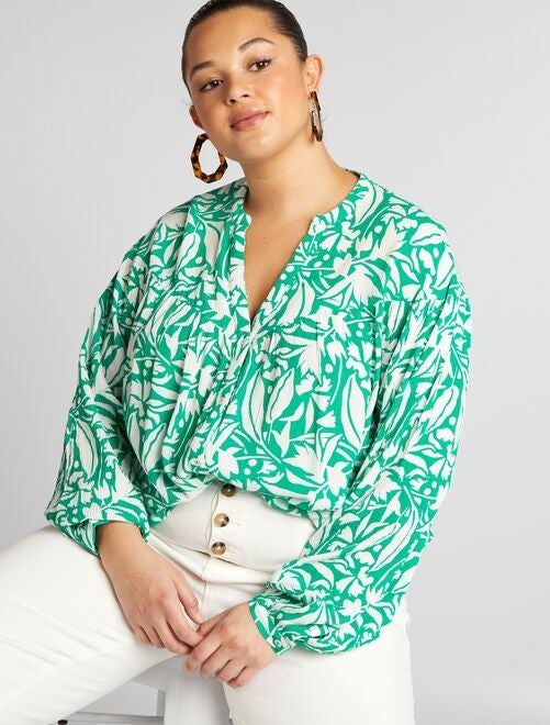 Soepelvallende blouse met print - Kiabi