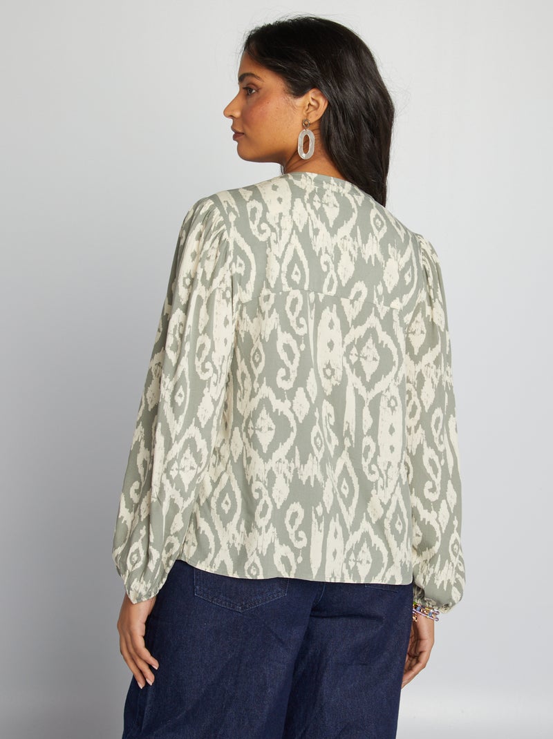 Soepelvallende blouse met print GROEN - Kiabi