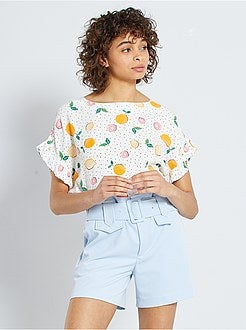 Soepelvallende blouse met print - Kiabi