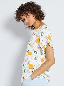 Soepelvallende blouse met print - Kiabi