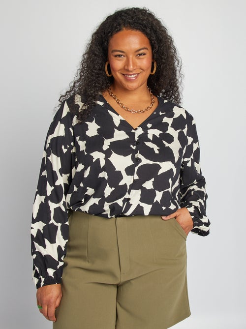 Soepelvallende blouse met print - Kiabi