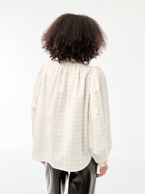 Soepelvallende blouse met ruitprint - Kiabi