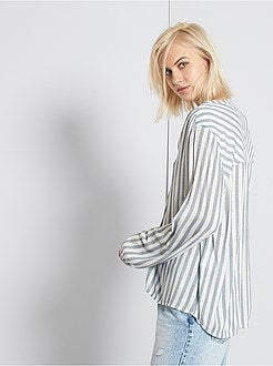 Soepelvallende blouse met strepen - Kiabi