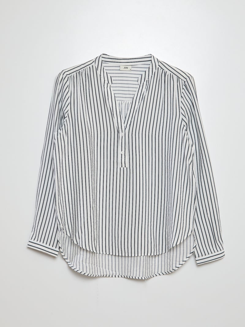 Soepelvallende blouse met strepen WIT - Kiabi