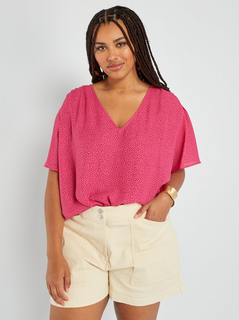 Soepelvallende blouse met V-hals ROSE - Kiabi